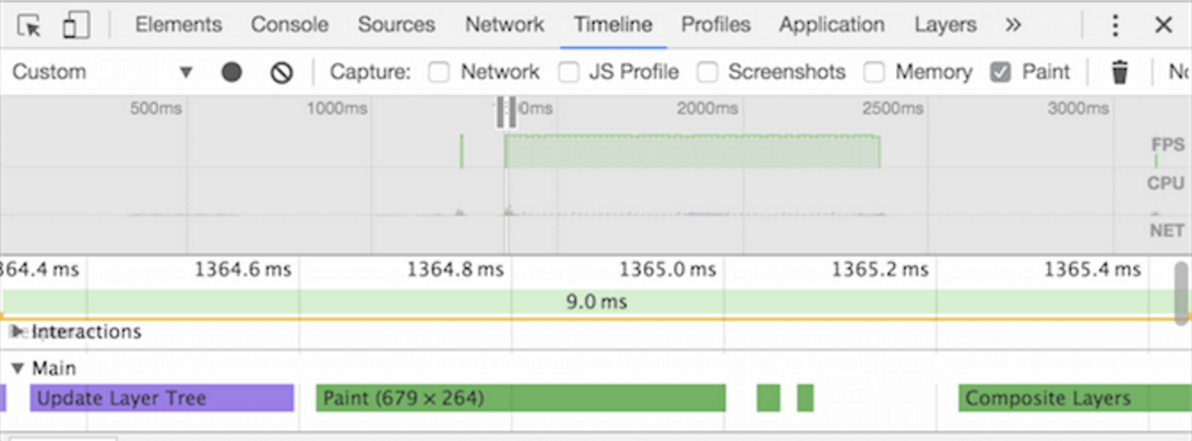 devtools 中显示的主线程工作